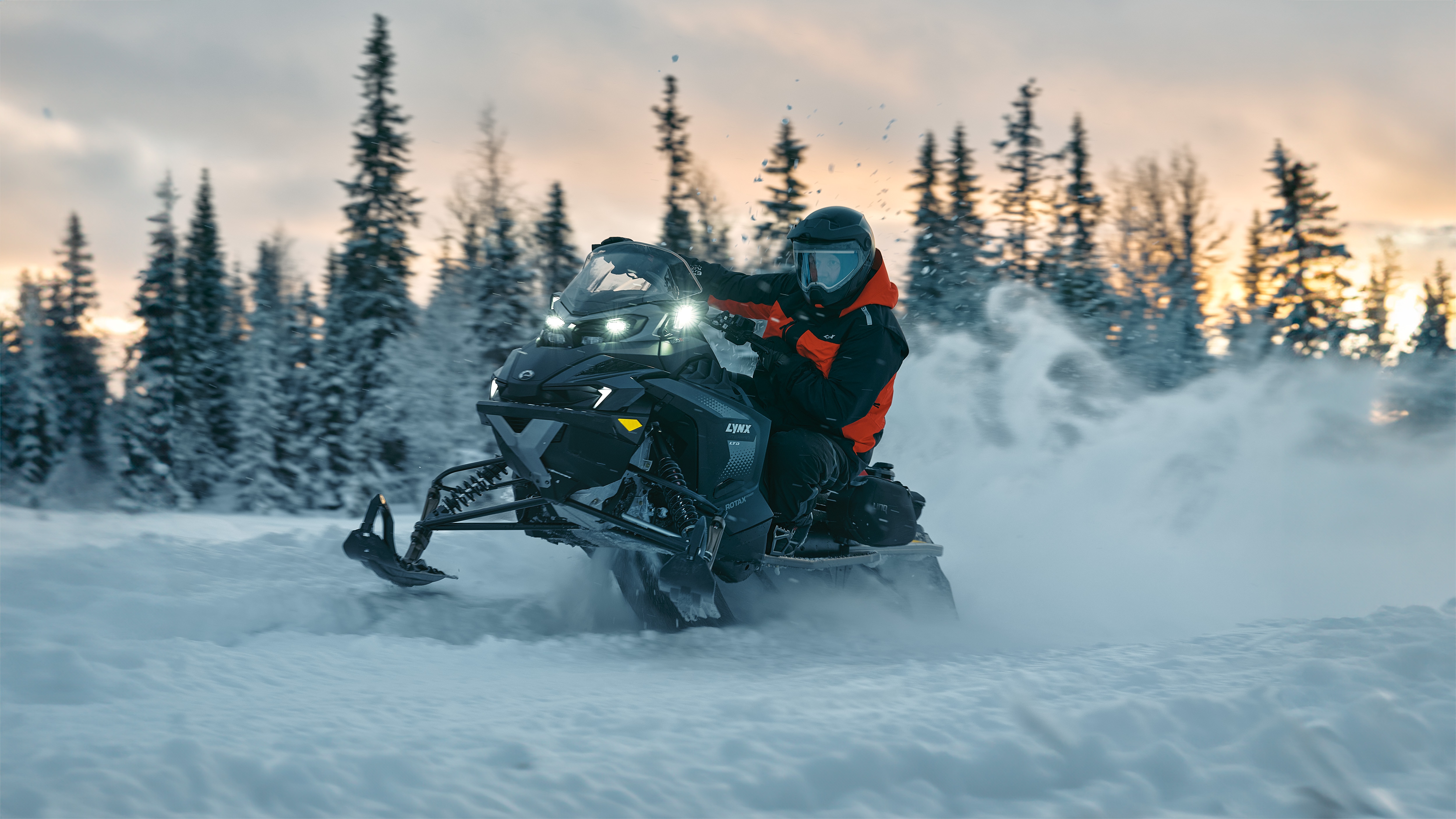 2026 Lynx Xterrain Limited snowmobile cornering fast on trail