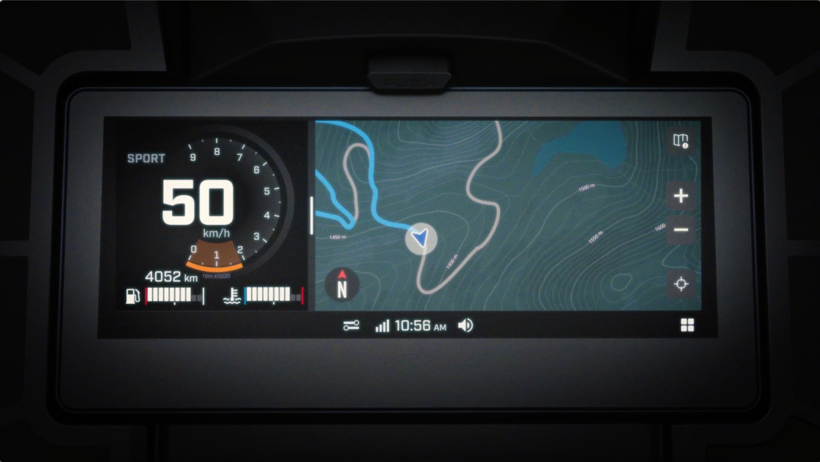 Lynx integrated GPS 10.25-inch touchscreen displaying a map.