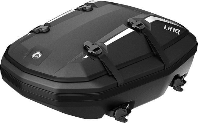 LinQ Adventure tunnel bag with 40-liter capacity for Lynx snowmobiles.