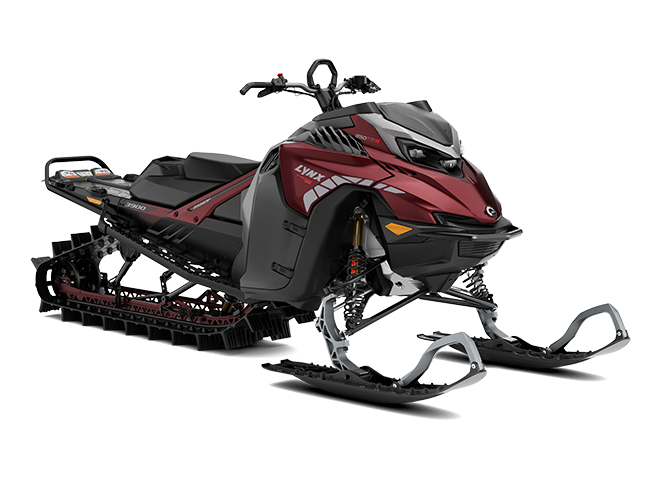 Side view of the 2026 Lynx Shredder DS snowmobile.