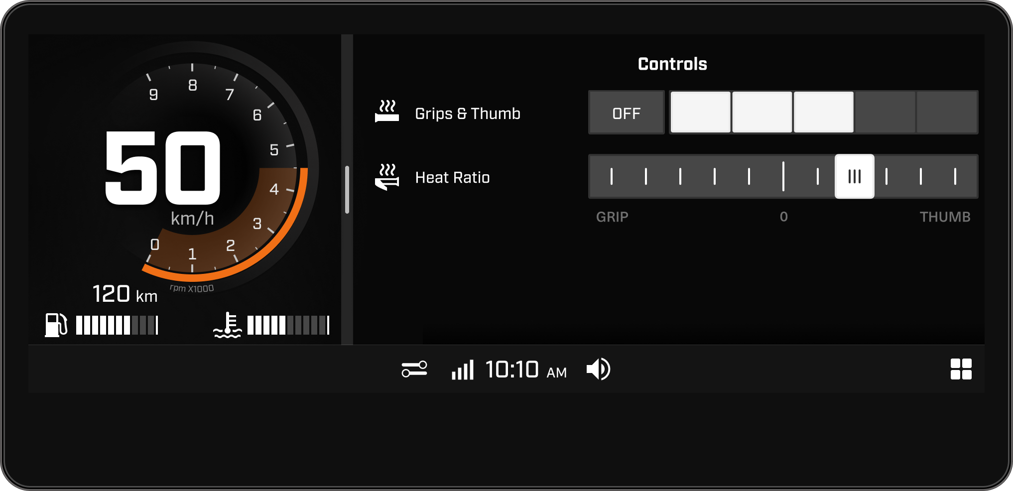 Control the heating of your snowmobile via the Lynx snowmobile' touchscreen display