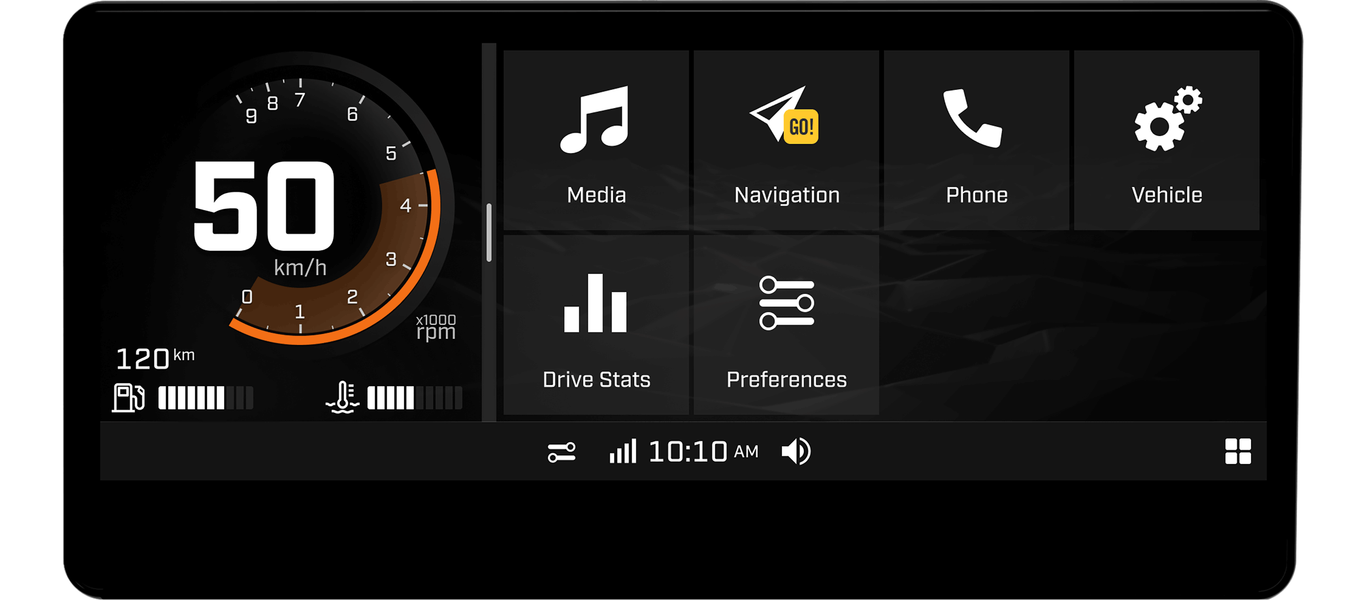 Menu des applications sur l'écran tactile couleur de 10,25 pouces avec BRP Connect